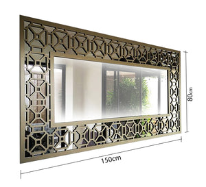 Mirror with a wide hollow wooden frame