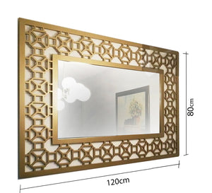 Mirror with a wide hollow wooden frame