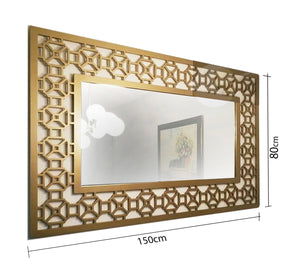 Mirror with a wide hollow wooden frame