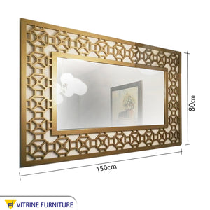 Mirror with a wide hollow wooden frame