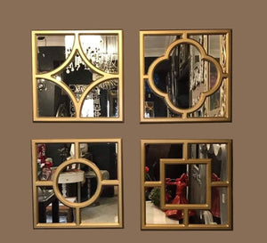 4-Piece Wall Mirrors with Elegant Wooden Frames