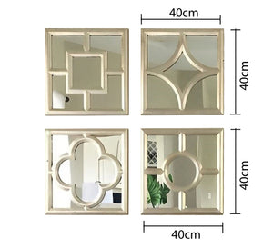 4-Piece Wall Mirrors with Elegant Wooden Frames