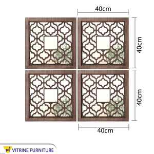 مجموعة مرايا خشبية أنيقة ٤ قطع