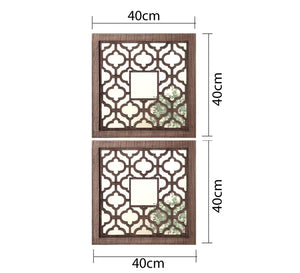 مرآة من قطعتين مزينة بخشب جوفاء