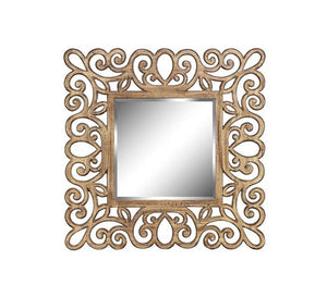 Mirror with a decorative hollow wooden frame