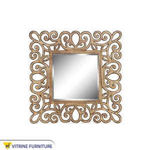 Mirror with a decorative hollow wooden frame