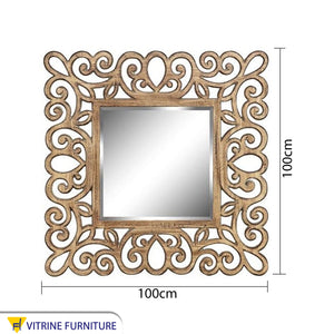 Mirror with a decorative hollow wooden frame
