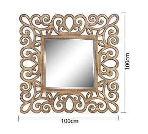 Mirror with a decorative hollow wooden frame