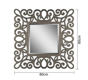 Mirror with a decorative hollow wooden frame