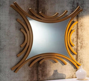 Mirror with a wooden frame in half circles