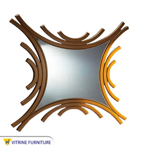 Mirror with a wooden frame in half circles