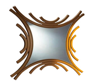 Mirror with a wooden frame in half circles