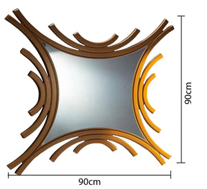 Mirror with a wooden frame in half circles