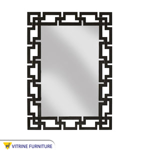 Mirror with a wooden frame of overlapping rectangles