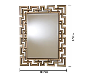 Mirror with a wooden frame of overlapping rectangles