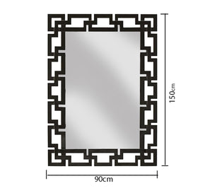 Mirror with a wooden frame of overlapping rectangles