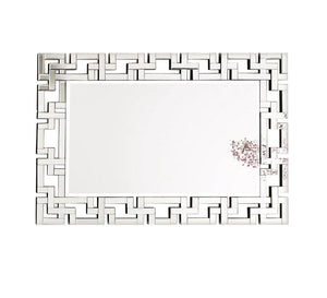 Rectangular mirror with a frame of geometric shapes