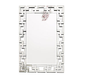 Rectangular mirror with a frame of geometric shapes