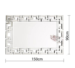 مرآة مستطيلة مع إطار من الأشكال الهندسية