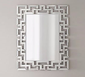 Rectangular mirror with a frame of geometric shapes