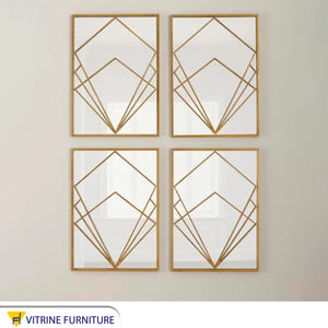 An artistic painting of four pieces of mirrors