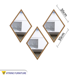 Three diamond-shaped mirrors arranged alternately