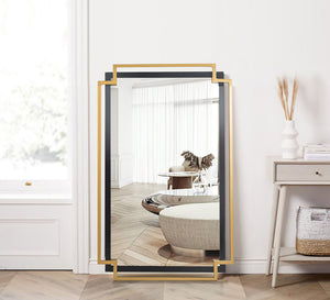 A mirror with two superimposed rectangular frames