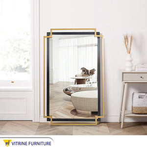 A mirror with two superimposed rectangular frames