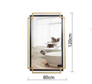 A mirror with two superimposed rectangular frames