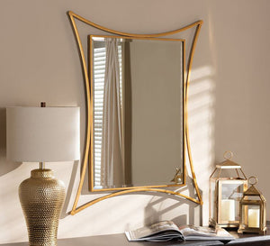 Rectangular mirror with curved frame