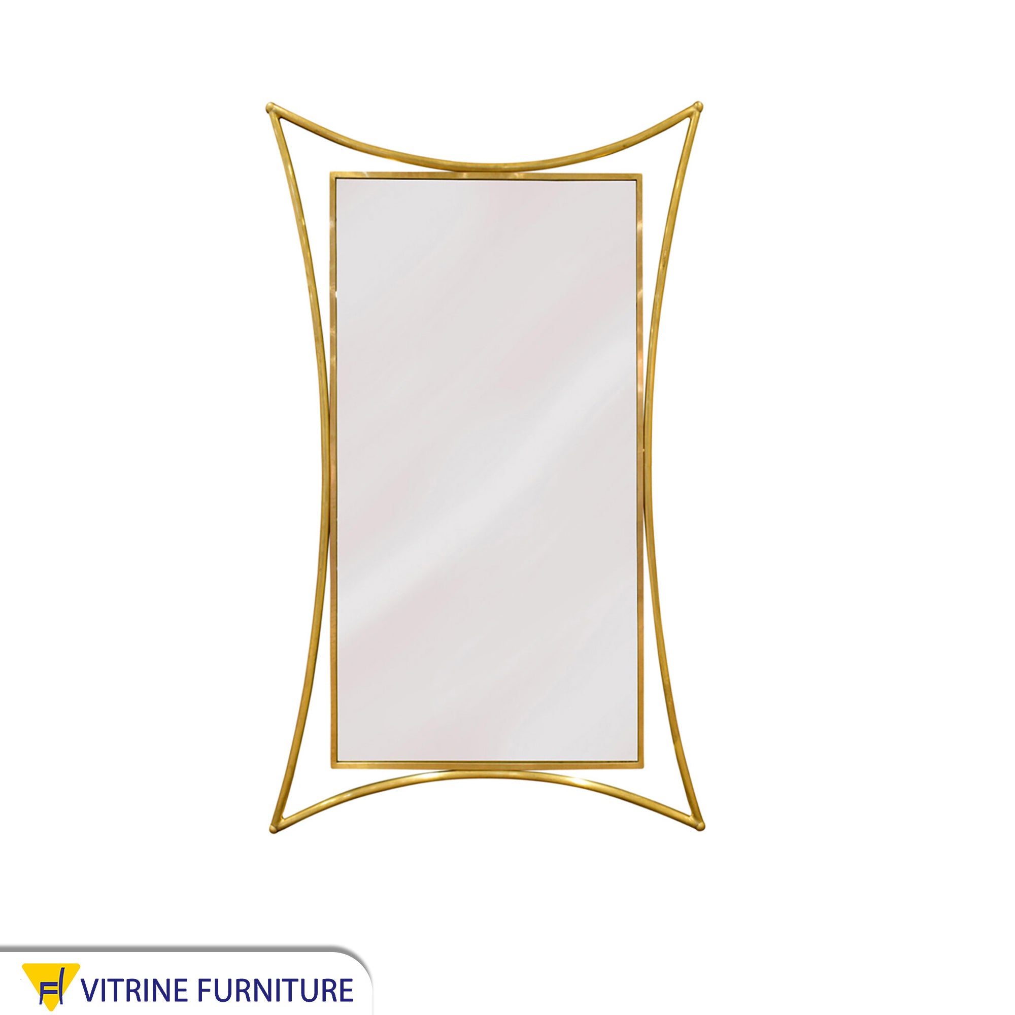 Rectangular mirror with curved frame