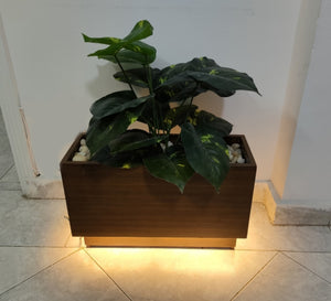 Brown artificial plant pot equipped with LED