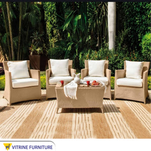 Wicker set for outdoor spaces