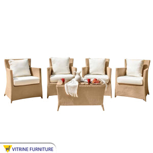 Wicker set for outdoor spaces