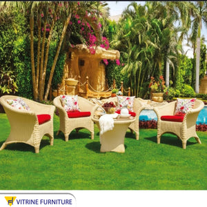 A set of artificial rattan for outdoor spaces