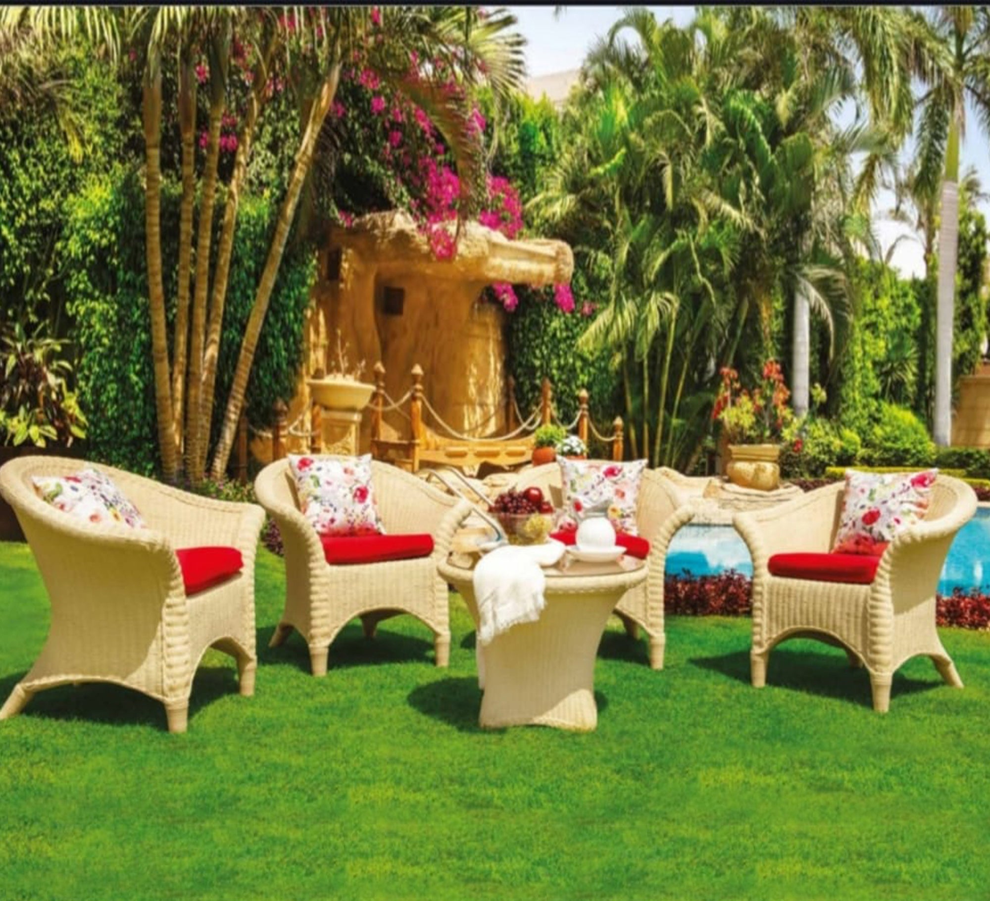 A set of artificial rattan for outdoor spaces