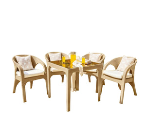 An outdoor seating set of four chairs