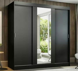 Black sliding wardrobe with mirror