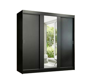 Black sliding wardrobe with mirror