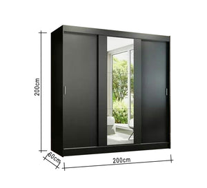 Black sliding wardrobe with mirror