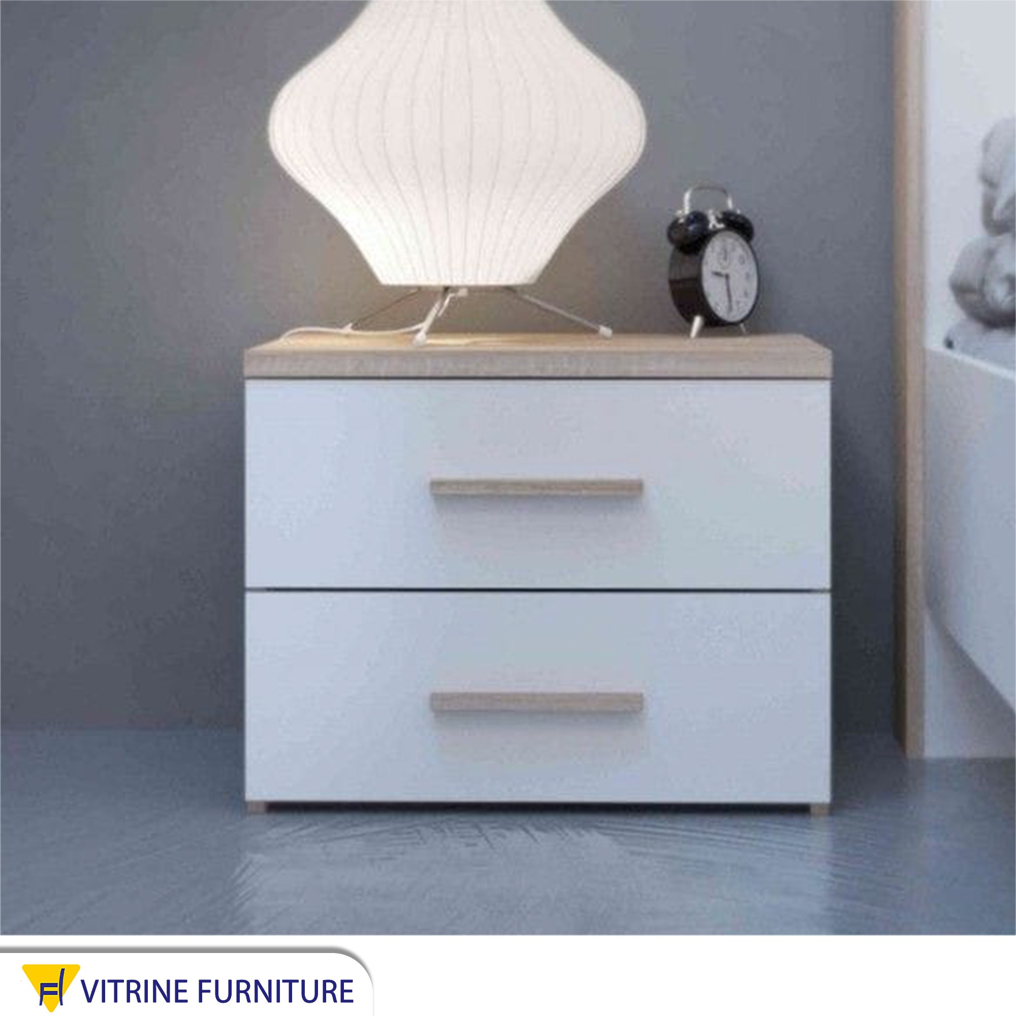 White and beige nightstand