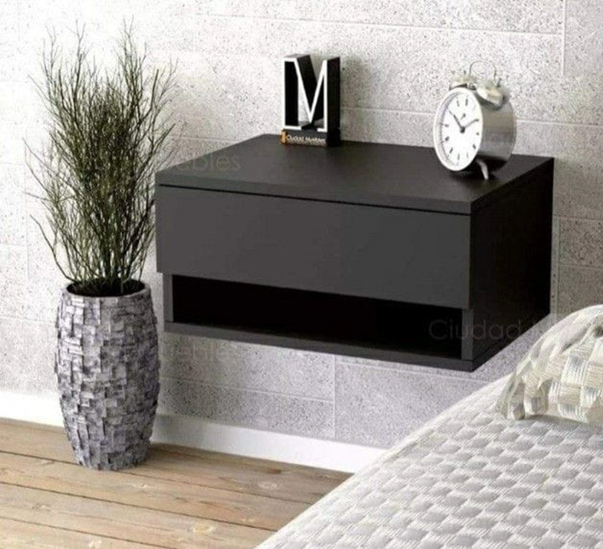 Black hanging nightstand