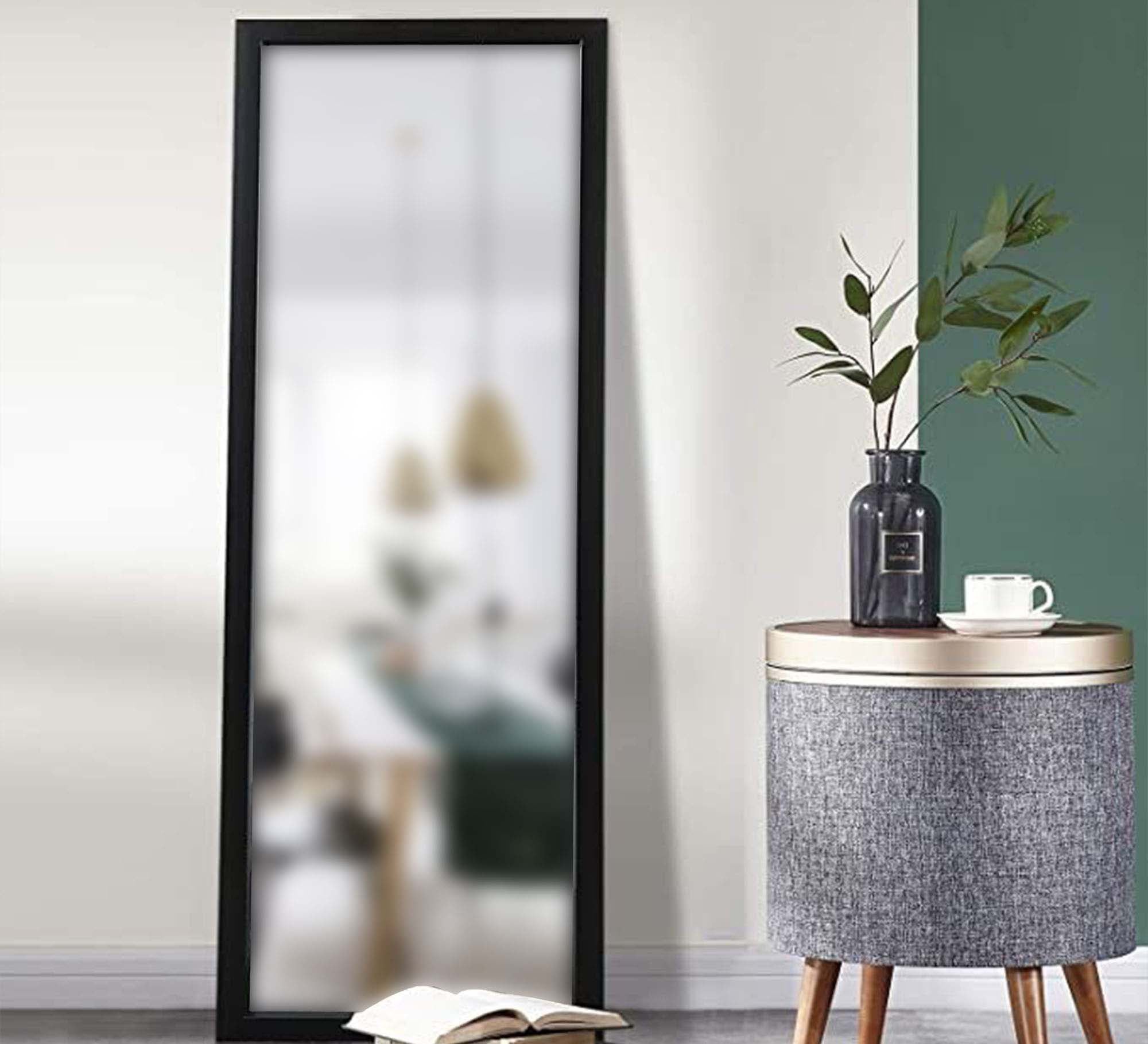 Rectangular mirror with black frame