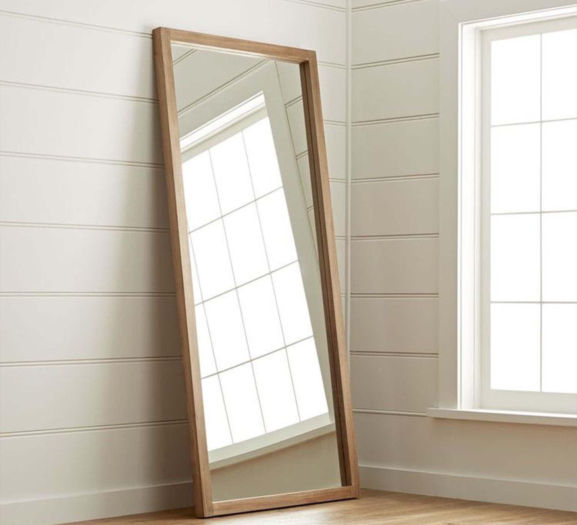 Modern Rectangular Mirror with Wooden Frame