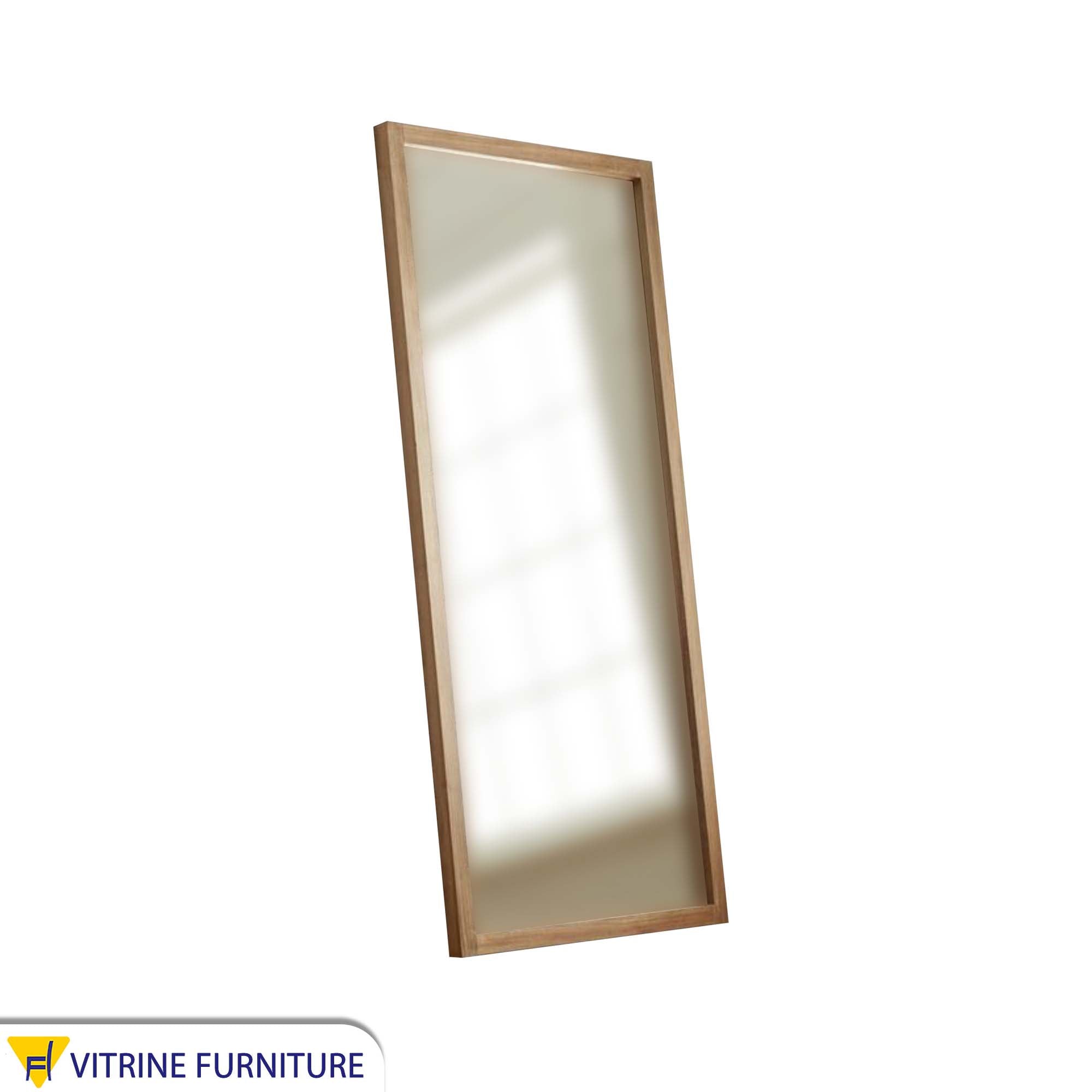 Modern rectangular mirror with a wooden frame