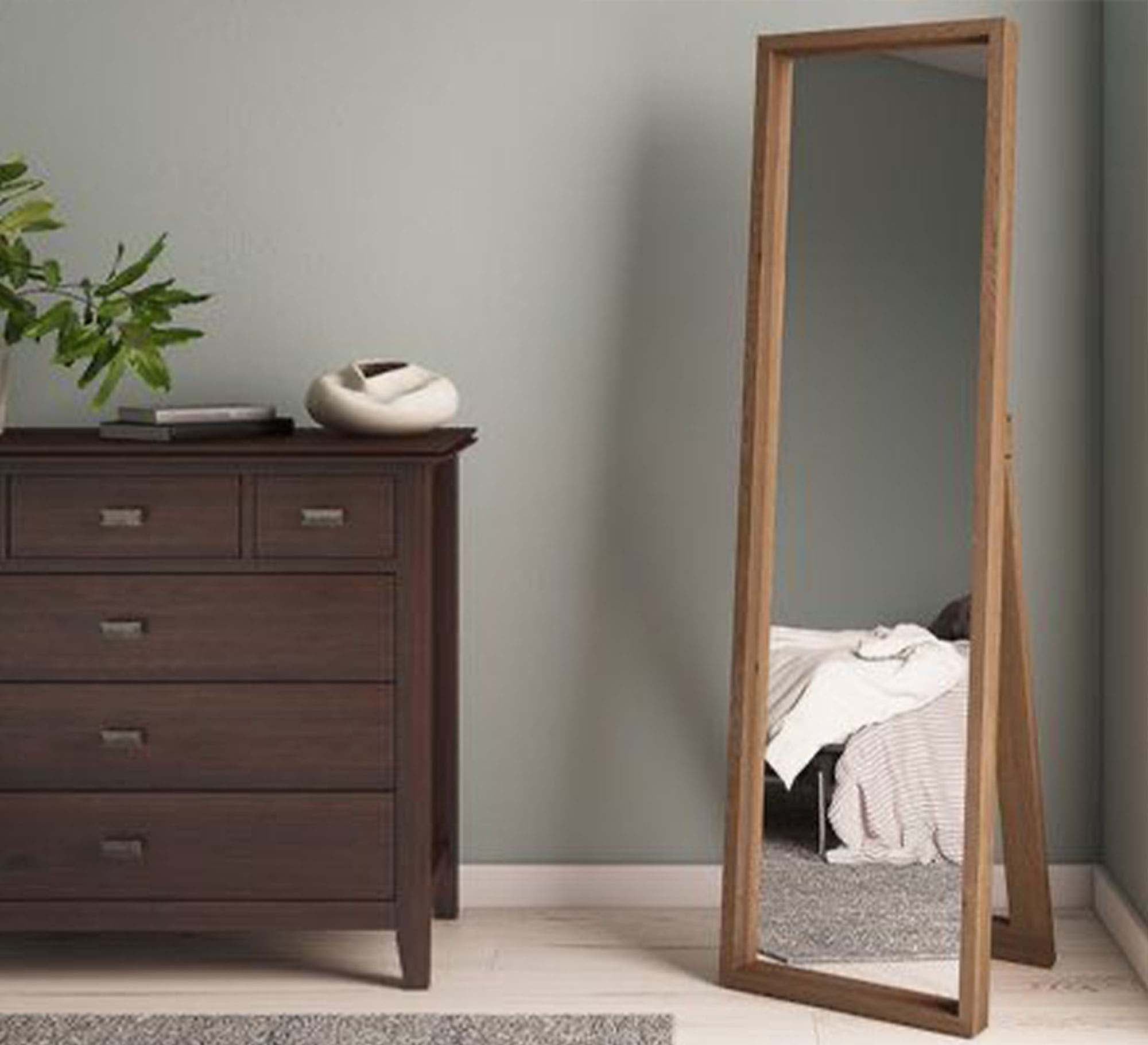 Modern rectangular mirror with wooden frame