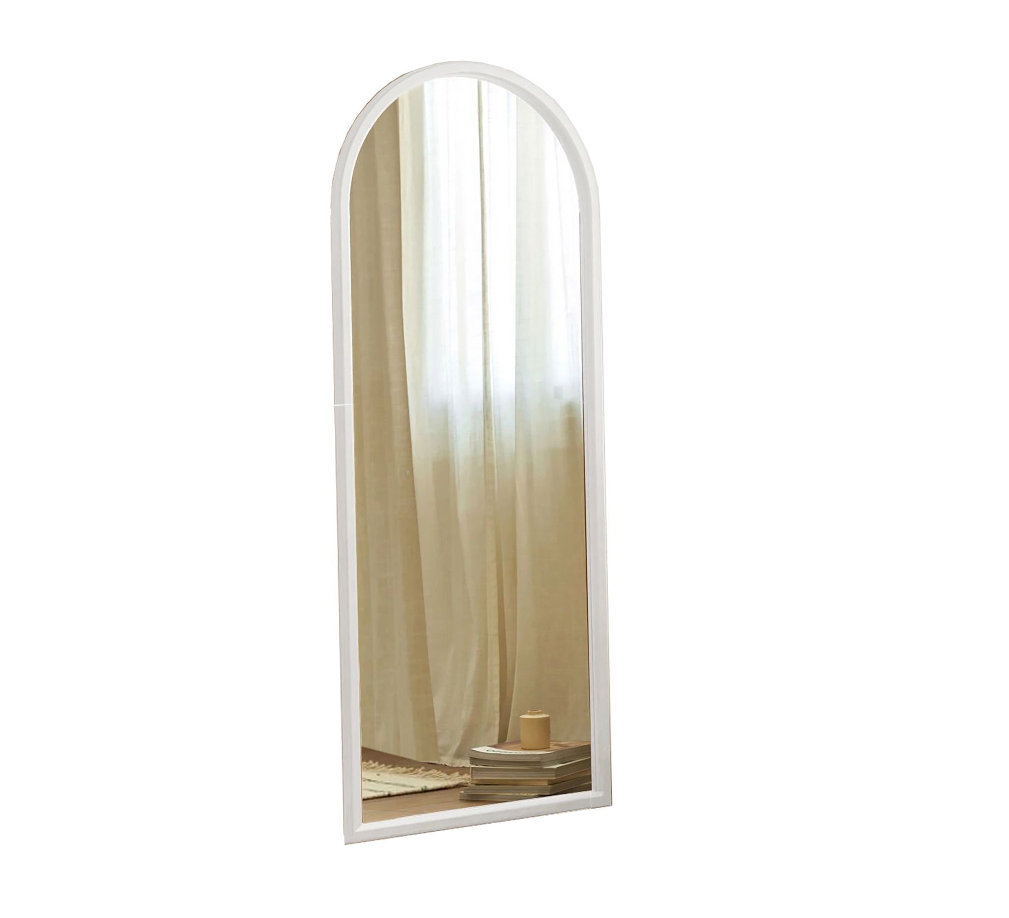 Modern mirror with a semicircular frame at the top