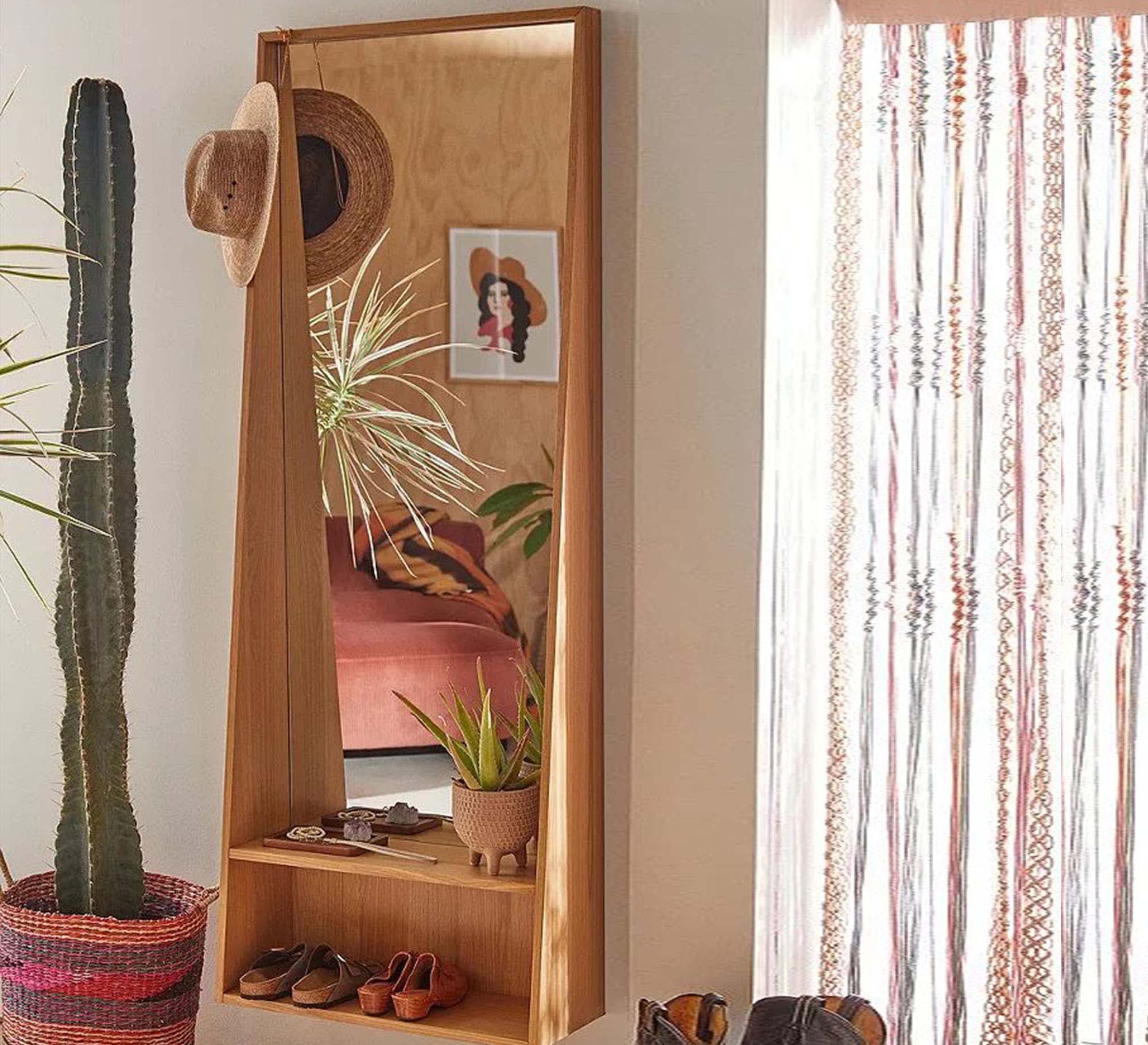 Modern Mirror with Handy Lower Shelves