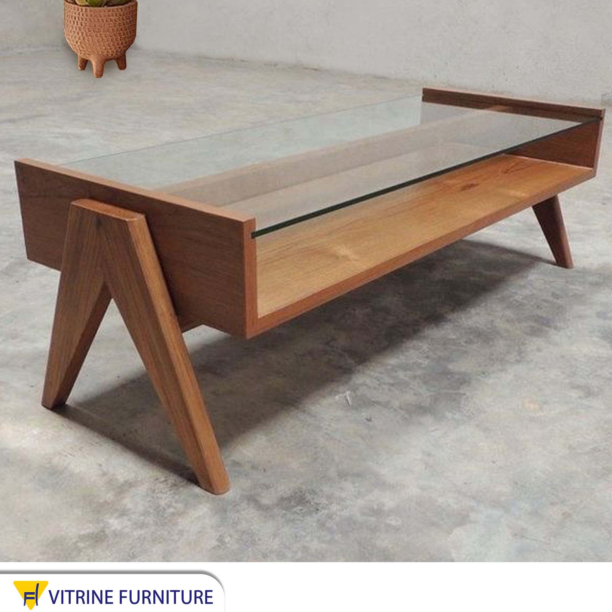 Rectangular table with glass top