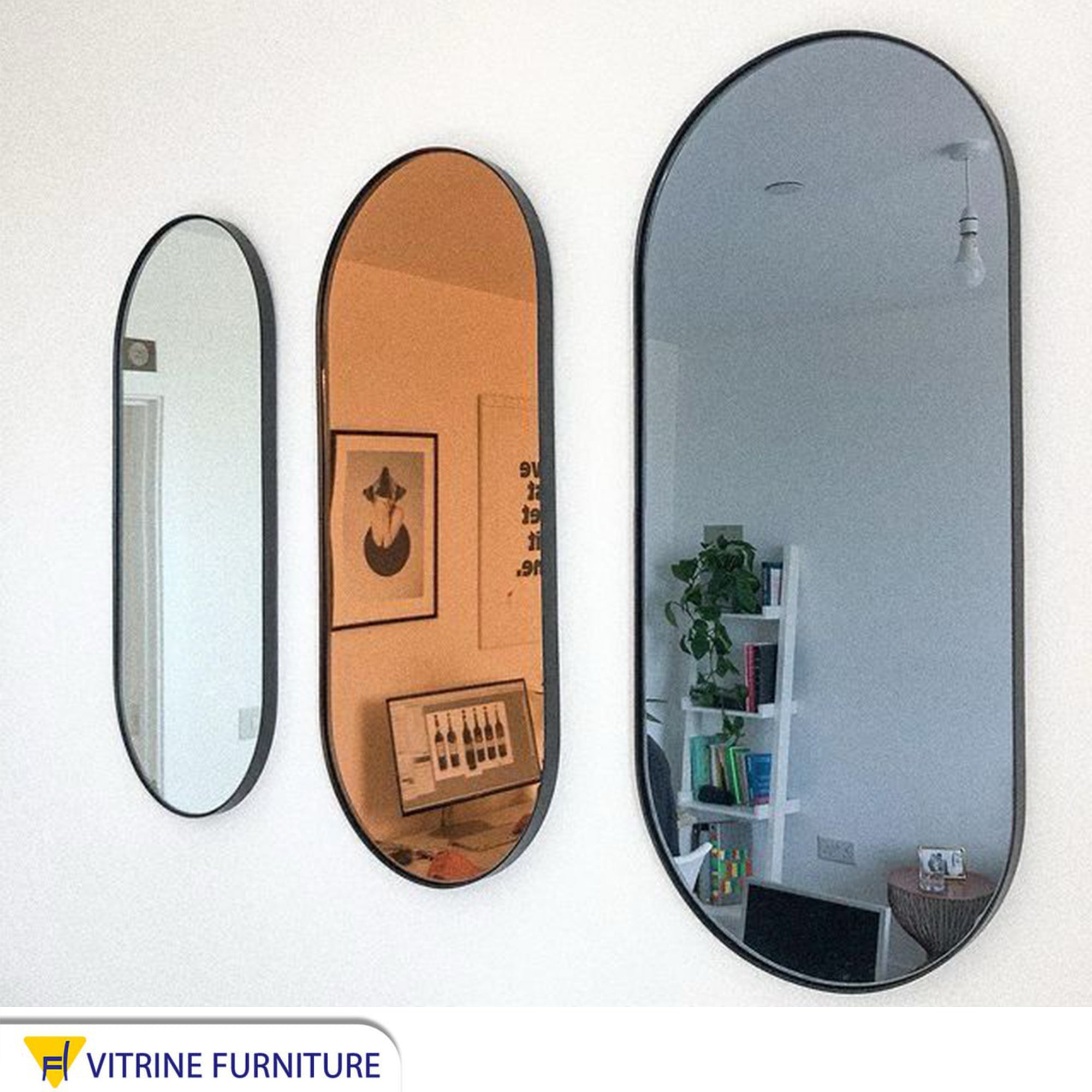 3-Piece Oval Mirrors, Modern & Chic